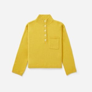 Everlane The ReCashmere Button Mockneck Mustard Yellow Small
